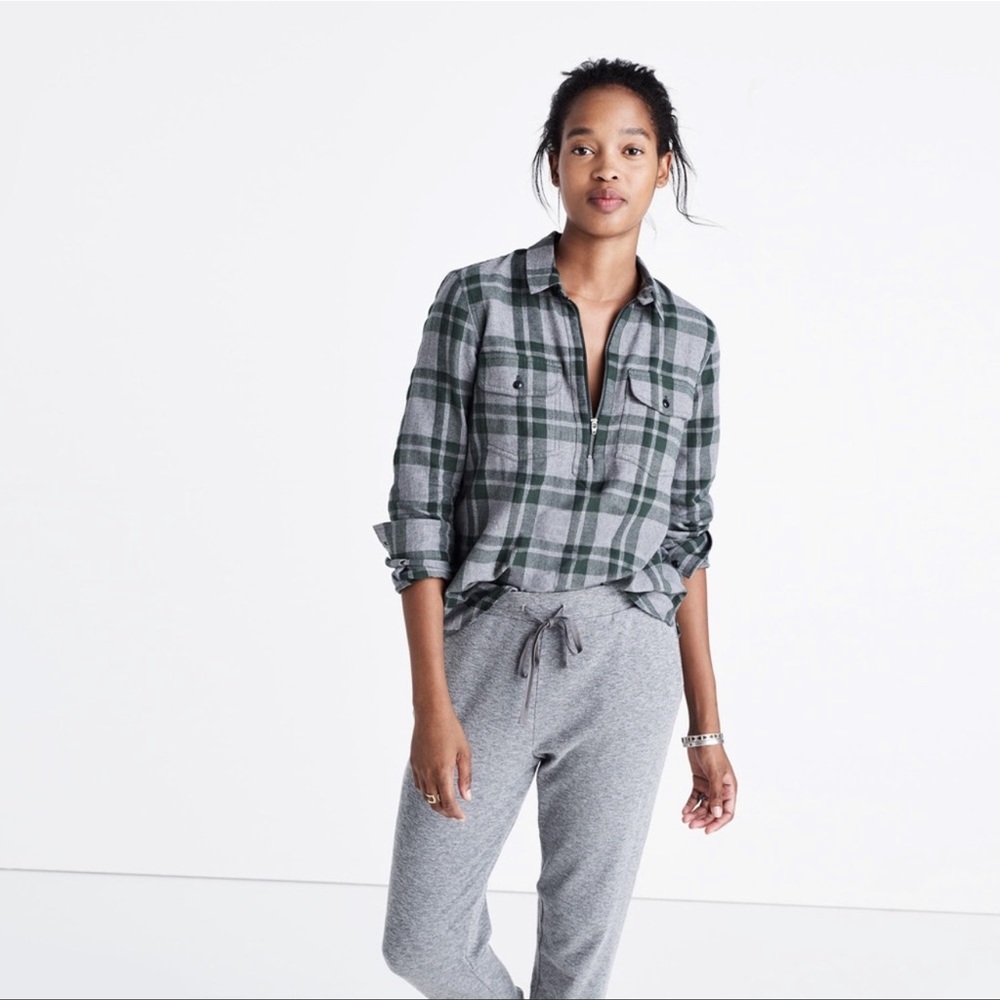 Madewell Flannel Zip-Front Popover Shirt